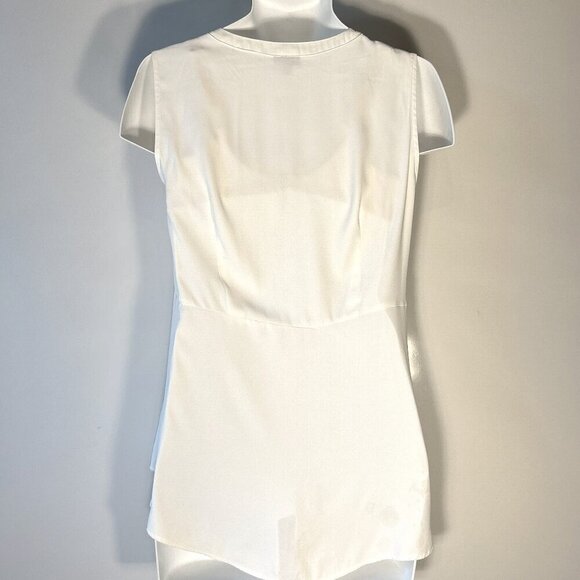Torrid 0 SZ12 White Silky Button Front Tie Top Wardrobe Staple Minimalist Office - Picture 5 of 8
